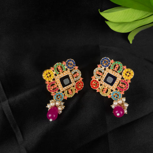 Naurattan black centre pendant set D299-2